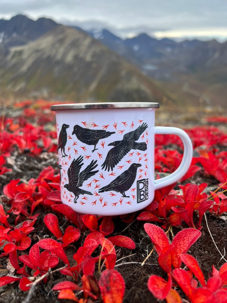 Raven Enamel Mug - Black