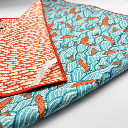 Jumping Salmon Tea Towel