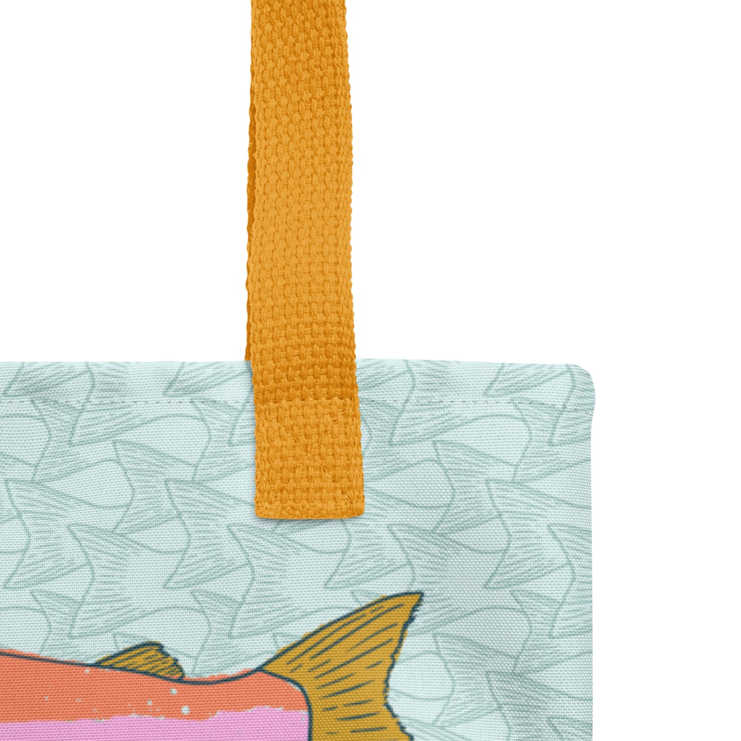 Salmon Tote Bag - Light Blue & Pink