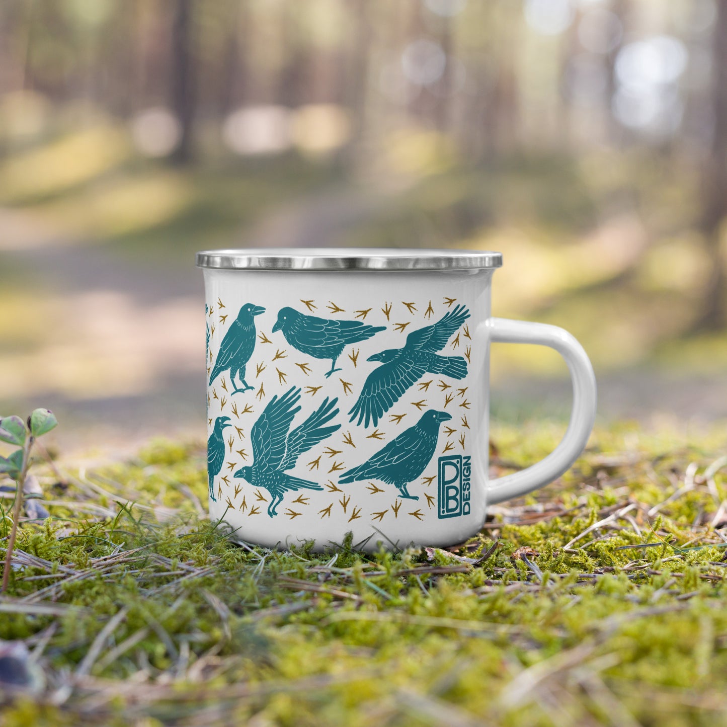 Raven Enamel Mug - Turquoise